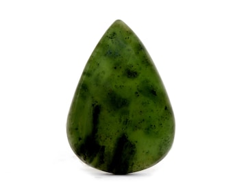 Green Jade Gemstone Cabochon (33mm x 23mm x 6mm) 35cts - Teardrop Gemstone - Loose Nephrite Jade