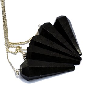 Black Tourmaline Pendulum Dowsing Faceted Crystal Pendulum Divination and Balancing Chakra image 6