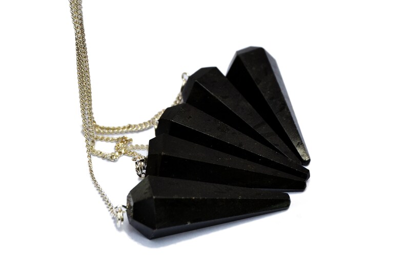 Black Tourmaline Pendulum Dowsing Faceted Crystal Pendulum Divination and Balancing Chakra image 6