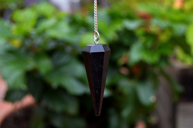 Black Tourmaline Pendulum Dowsing Faceted Crystal Pendulum Divination and Balancing Chakra image 1