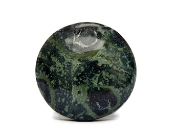 Kambaba Jasper Cabochon Stone (32mm x 32mm x 8mm) -  Round Cabochon - Gemstone Cabochon - Natural Jasper - Green Jasper