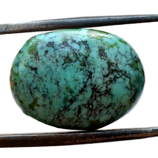 Turquoise Cabochon Stone (16mm x 12mm x 4mm) 5cts - Oval Natural Gemstone -Tibetan Blue Turquoise - Old Cab