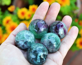 Rainbow Fluorite Sphere Crystal (30mm x 30mm x 30mm) - Natural Fluorite Stone - Meditation Crystals