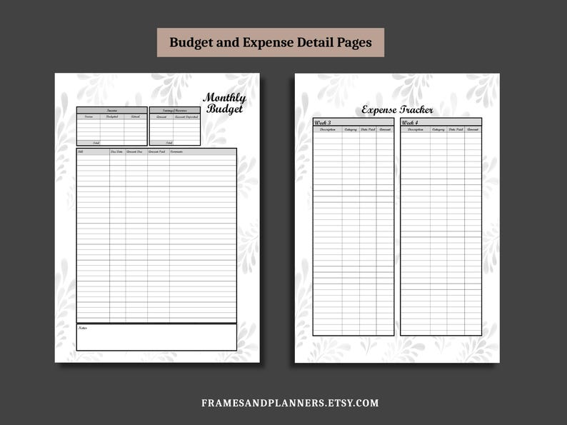 Undated Monthly Budget Planner, Finance Tracker (a4+letter PDF) - Etsy