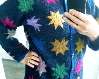 Annabel Fox 'Star Quilt' hand knitted cardigan