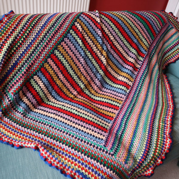 Crochet throw blanket vibrant colours great condition