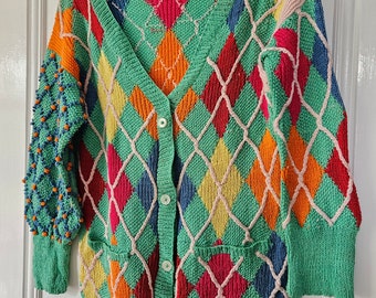 Rare Patricia Roberts vintage designer handknit cardigan