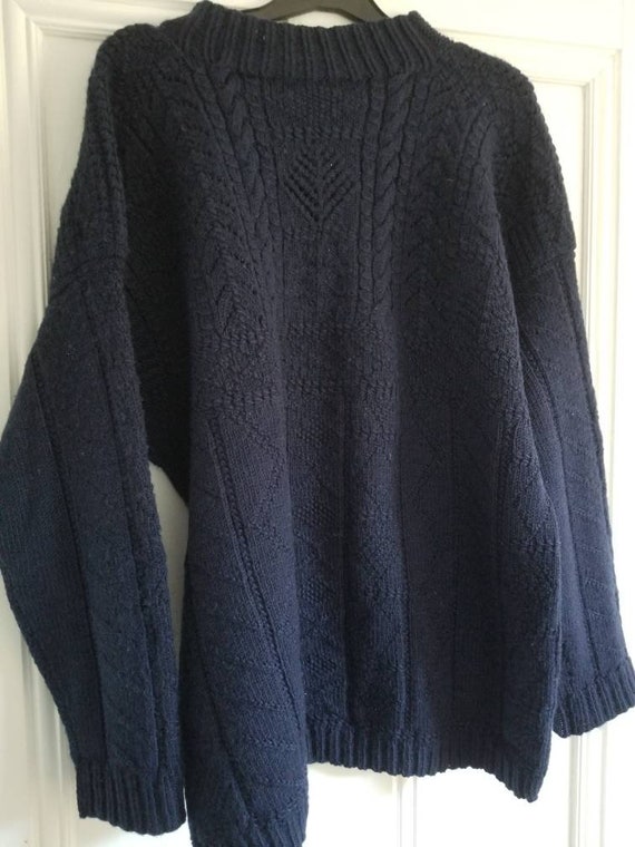 Traditional hand knitted navy wool gansey fisherma
