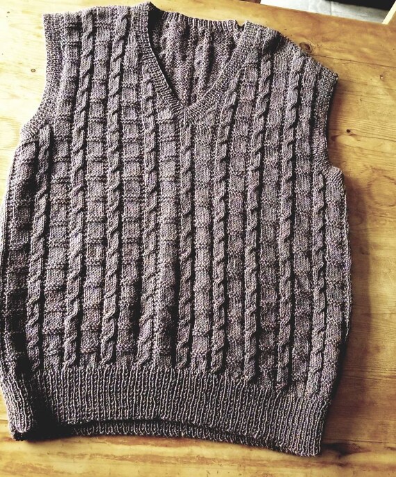Hand Knit Unisex Sweater Vest Marled ...