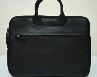 Personalized Leather MacBook Messenger Bag, Handmade Laptop Case