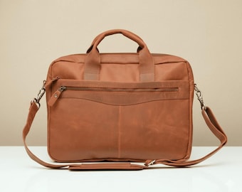 Personalisierte Leder Laptoptasche, Aktentasche aus Leder für Herren, MacBook-Hülle