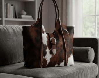 Cowhide Hobo Bag: Handmade Hair-on Hide Leather Tote, Western Boho Purse