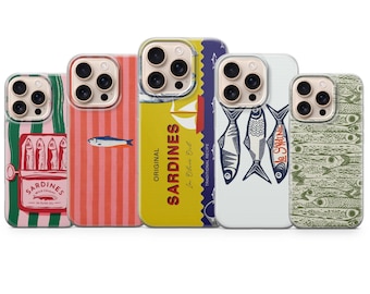 Retro Sardine Tin case Nautical Food Lover Funny Gift cover for iPhone 17 Pro Max, 16e, 15, 14, 12, Samsung S25 Ultra, S24 FE, A56, Pixel 10