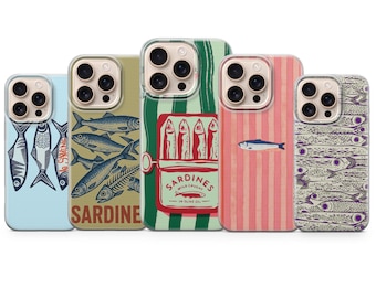 Retro Sardine Tin case Nautical Food Lover Funny Gift cover for iPhone 17 Pro Max, 16e, 15, 14, 12, Samsung S25 Ultra, S24 FE, A56, Pixel 10