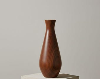 Walnut Wood Vase Handmade Natural Wooden Vase – Rustic Modern Home Decor Centerpiece