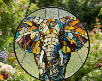 Elephant Suncatcher Stained Glass,Elephant Acrylic Window Hanging,Handmade Animal Sun Catcher,Garden Decor,Animal Lover Gift,2 Style