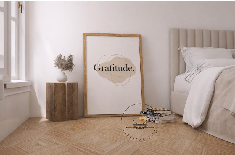 Graditute Wall Gratitude Wall Art Printable | Neutral Boho Affirmation Art ...