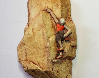 Wall Hanging Ceramic Female Rock Climber