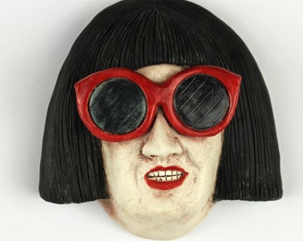 Woman's Head Porcelain Sculpture Sunglasses