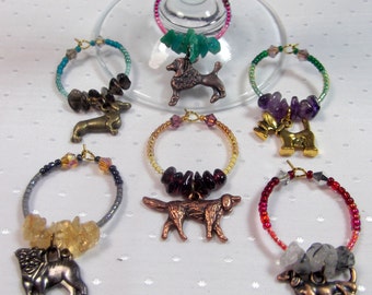 Crystal Dog Wine Glass Charms