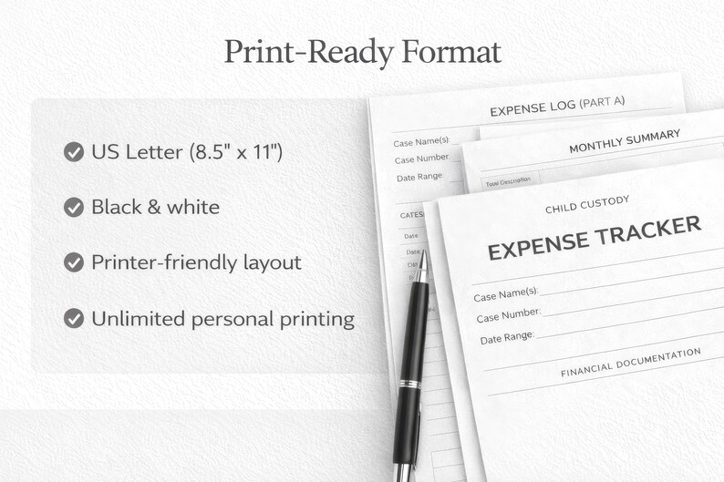Child Custody Expense Tracker Printable – Co-parenting Financial Log ...
