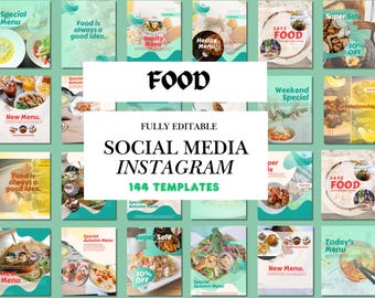 Food Instagram Template  | Food Entrepreneur Canva Social Media 144 Post