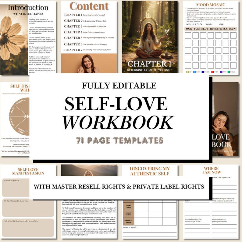 Self Love Workbook | Editable Canva Template (PLR/MRR) - Etsy