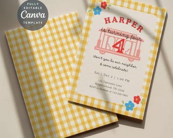 Daniel Tiger Inspired Invitation | Girl Birthday Party | Editable Canva Invite