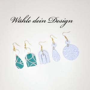 Fimo Ohrringe Grün & Blau Marmor | Leichte Statement Ohrringe | Handgemachter Polymer Clay Schmuck | Verschiedene Designs | Geschenk für Sie