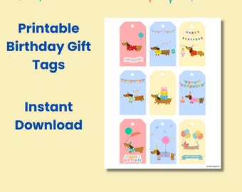 Etiquetas imprimibles para regalo de cumpleaños de perro / Etiquetas para recuerdo de cumpleaños de cachorro / Descarga instantánea