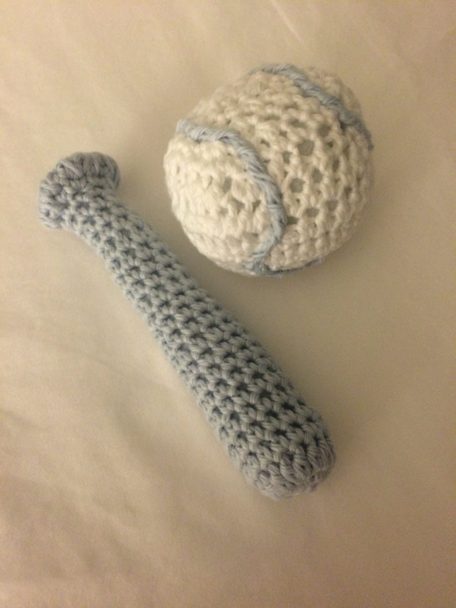 Baby Baseball Bat rattle and Baseball Squeeker Handmade in Etsy