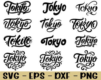 Tokyo Typography Svg, Tokyo Text Silhouette, Dxf, Png