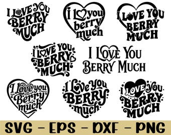 Ich liebe dich Beere viel Typografie SVG, Dxf, Png