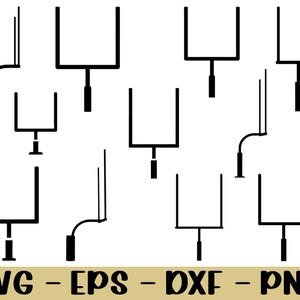 May include: Black vector illustrations of football goalposts in various designs. The image includes multiple goalpost variations, with some featuring curved uprights. The bottom of the image displays the text "SVG - EPS - DXF - PNG" in a bold, sans-serif font.