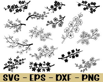 Cherry Blossom Branch Svg, Dxf, Png