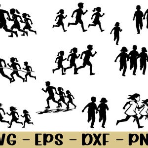 Barn som springer Svg, Dxf, Png