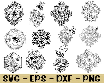 Floral Honeycomb Svg, Dxf, Png