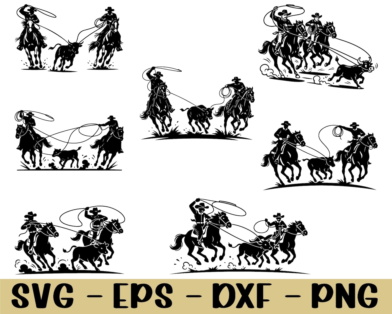 Calf Roping Sticker Rodeo Cattle Team Calf Roping Svg, Dxf, Png - Etsy