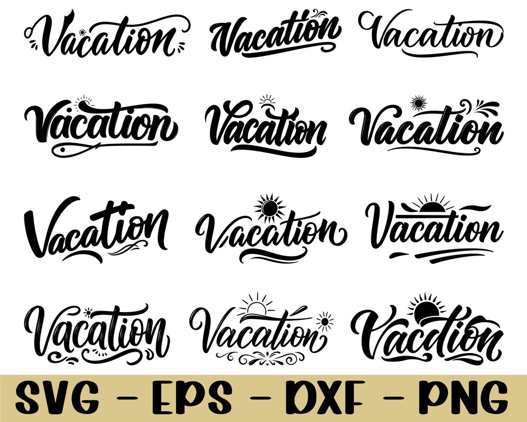Vacation Typography Svg, Vacation Text Silhouette, Dxf, Png - Etsy