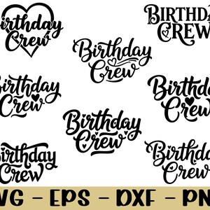 Birthday Crew Typography Svg, Dxf, Png - Etsy