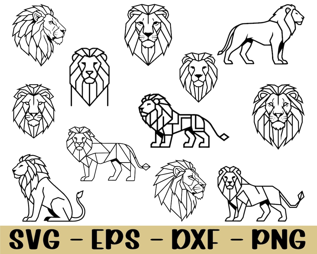 Geometric Shape Lion Svg, Dxf, Png - Etsy