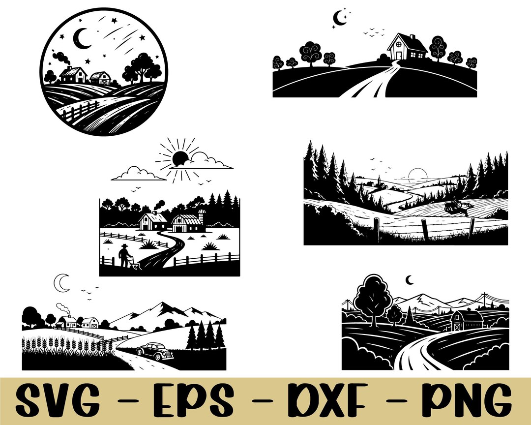 Countryside Scene Svg, Dxf, Png - Etsy