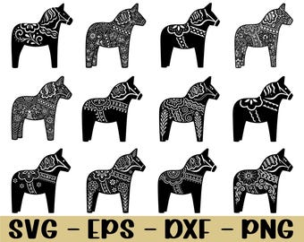 Dala Horse Svg, Dala Horse Silhouette, Dxf, Png
