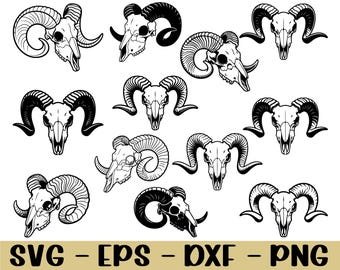 Ram Skull Svg, Ram Skull Silhouette, Dxf, Png