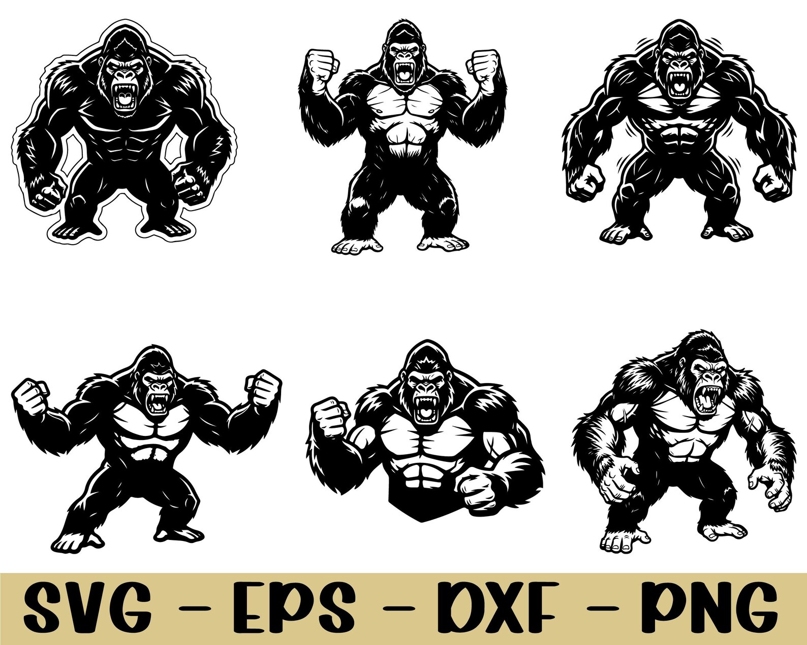 Aggressive Gorilla Svg, Dxf, Png - Etsy