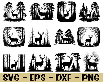 Reh im Wald, Reh Silhouette, Dxf, Png