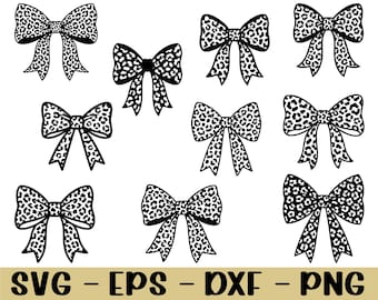 Pajarita con estampado de leopardo Svg, silueta de lazo con estampado de leopardo, Dxf, Png