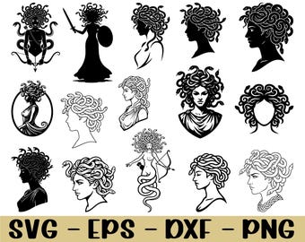 Medusa Svg, Medusa Silhouette, Dxf, Png