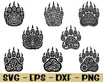 Folk Art Bear Paw Svg, Dxf, Png