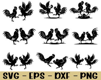 Cockfighting Svg, Cockfighting Silhouette, Dxf, Pgn
